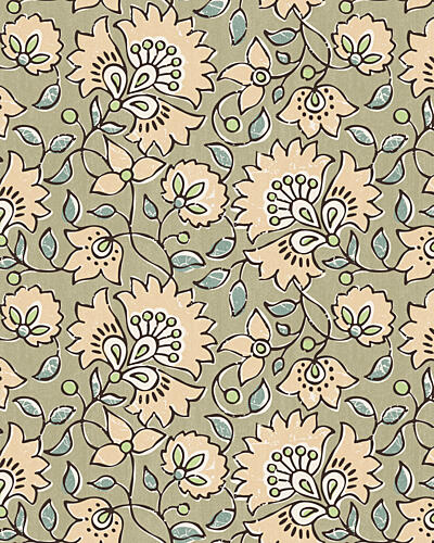 Vintage Green Floral Pattern Art Print