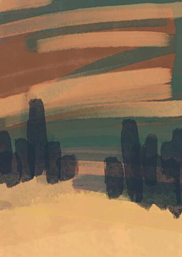 Warm Abstract Horizon Art Print