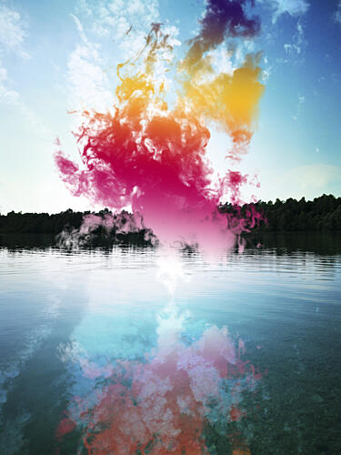 Colorful Smoke Reflection Art Print