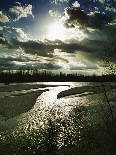 Dramatic River Sunset Art Print