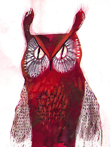 Vibrant Red Owl Art Print