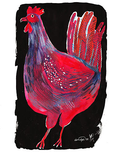 Vibrant Red Rooster Art Print
