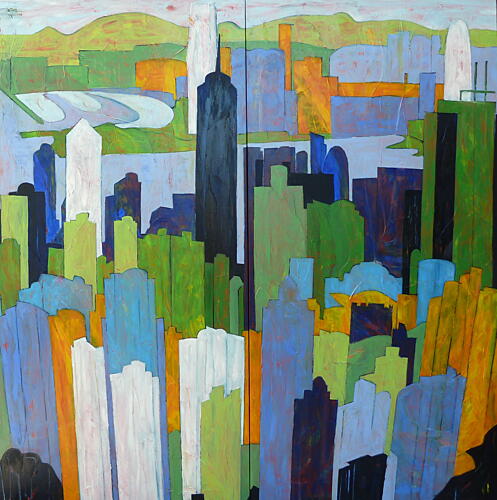Vibrant City Skyline Art Print