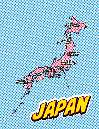 Pop Art Japan Map Pop art reproduction