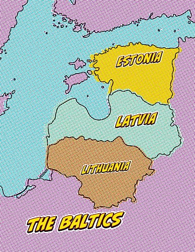 Pop Art Baltics Map Pop art reproduction