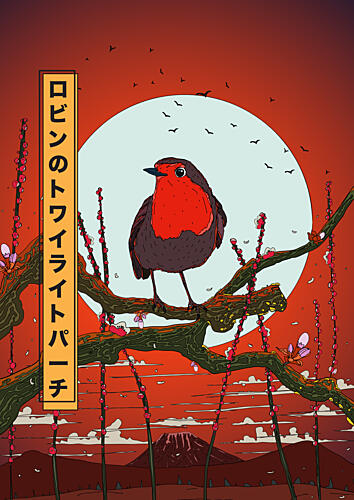 Twilight Robin Perch Art Print
