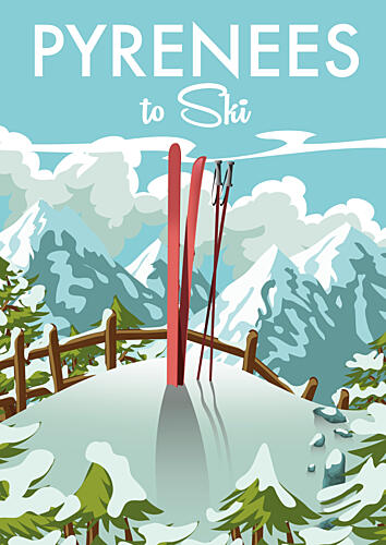 Pyrenees Ski Adventure Art Print