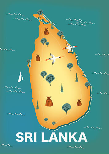 Tropical Sri Lanka Map Art Print