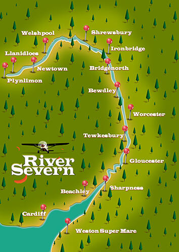 River Severn Map Art Print