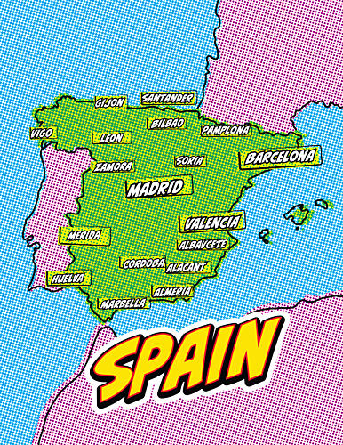 Pop Art Spain Map Pop art reproduction
