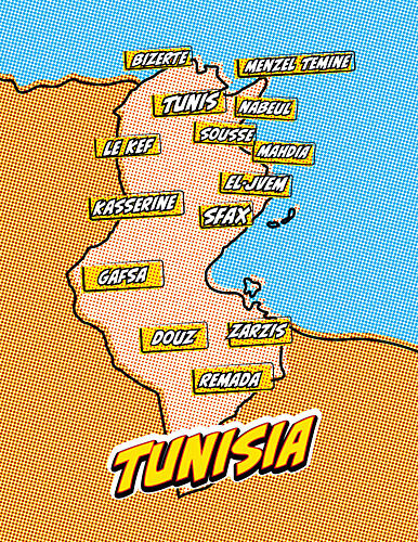 Tunisia Pop Art Map Pop art reproduction