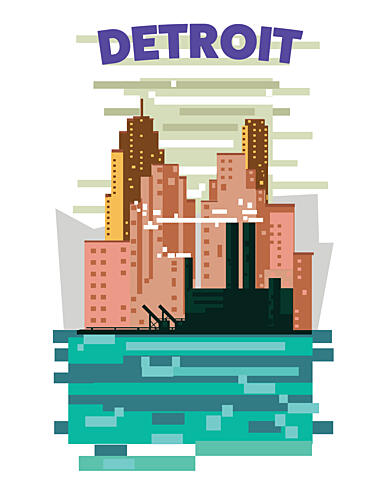 Detroit City Skyline Art Print