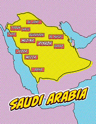 Pop Art Saudi Arabia Map Pop art reproduction