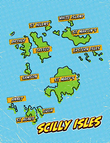 Scilly Isles Pop Map Art Print