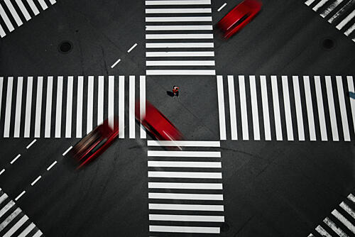 City Traffic Blur Art Print by Moucorn
