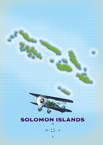 Solomon Islands Biplane Map Art Print