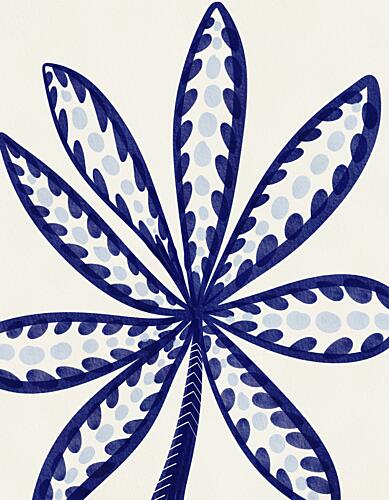 Blue Tropical Leaf Art Print