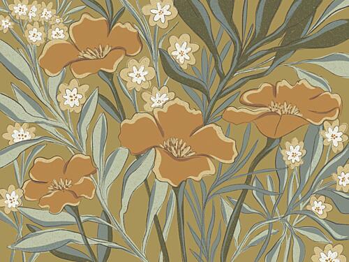 Stylized Orange Blooms Art Print