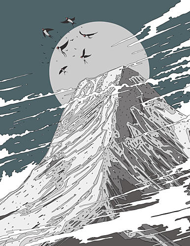 Moonlit Mountain Flight Art Print
