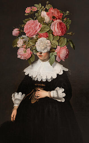 Surreal Floral Portrait Art Print