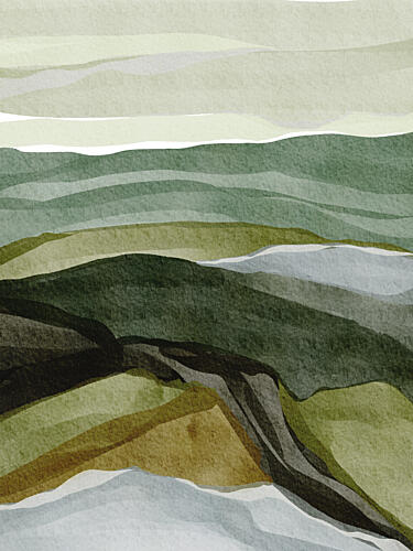 Serene Green Landscape Art Print
