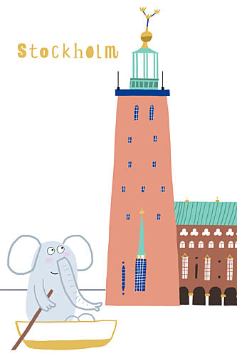 Elephant Boating Stockholm Art Print