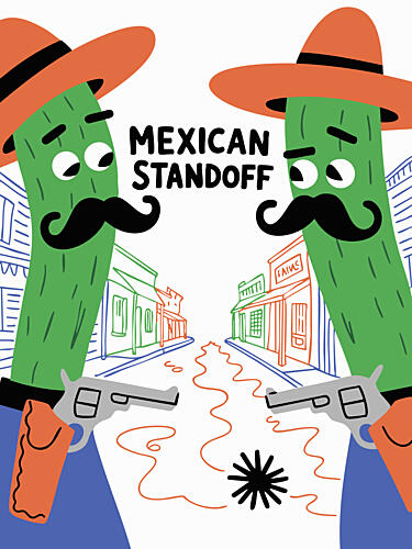 Funny Cactus Standoff Art Print