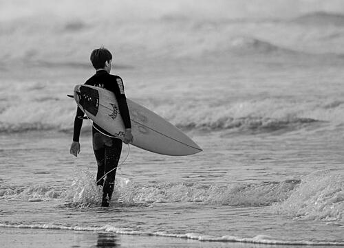 Solitary Beach Surfer Art Print by GuruShots