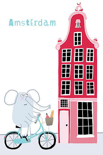Elephant Amsterdam Bicycle Art Print