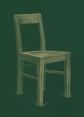 Chalkboard Chair Sketch Still Life Print
