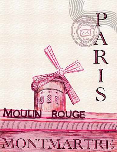 Moulin Rouge Montmartre Paris Art Print by Art by the Ocean