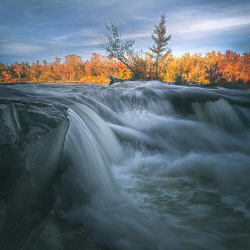 Vibrant Fall Waterfall Art Print by Larry Deng Apa