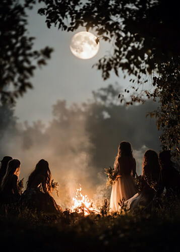 Moonlit Forest Gathering Art Print