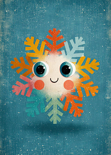 Colorful Happy Snowflake Art Print