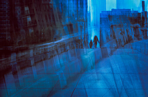 Blurred City Figures Art Print by R. Auzy Osborne
