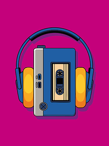 Cassette Player Headphones Pop art reproduction