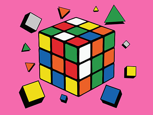 Retro Rubiks Cube Art Print
