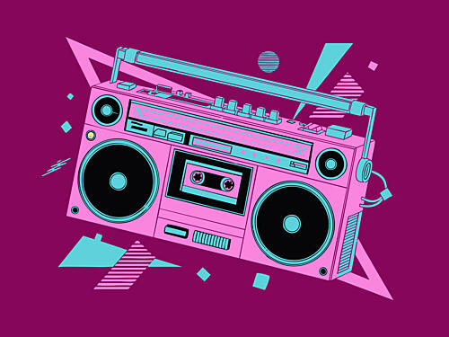 Pink Retro Boombox Groove Pop art reproduction