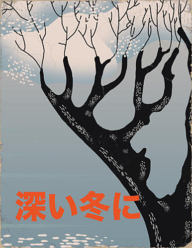 Deep Winter Blossom Tree Art Print