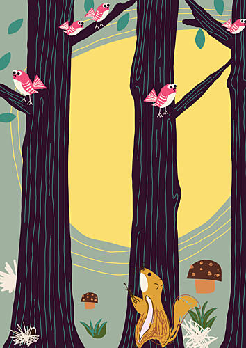 Whimsical Forest Friends Art Print