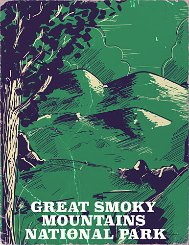 Vintage Smoky Mountains View Art Print