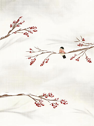 Winter Bird with Berries Art Print