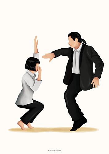 Dynamic Dance Duo Pop art reproduction