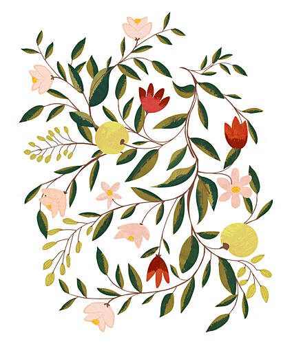 Floral Fruit Vines Art Print