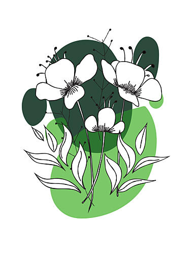 Green Botanical Outlines Art Print