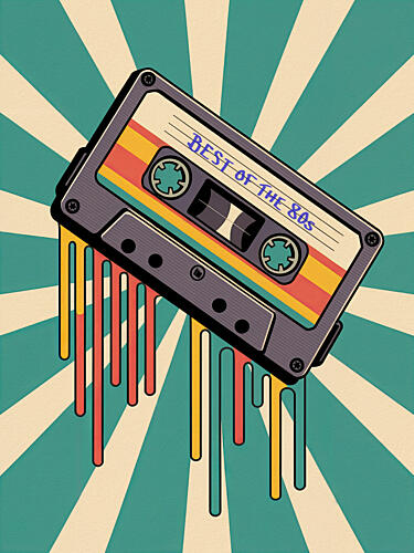 Retro 80s Cassette Drip Pop art reproduction