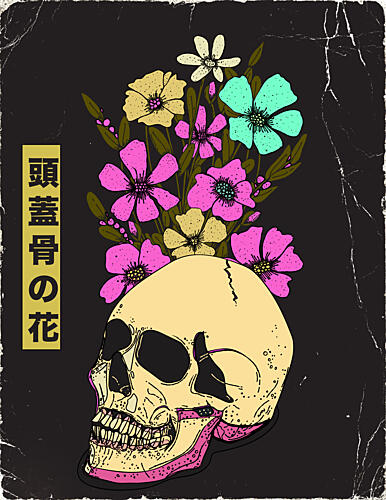 Vibrant Floral Skull Art Print