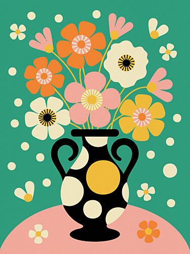 Colorful Polka Dot Bouquet Art Print