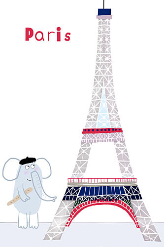 Parisian Elephant at Eiffel Art Print