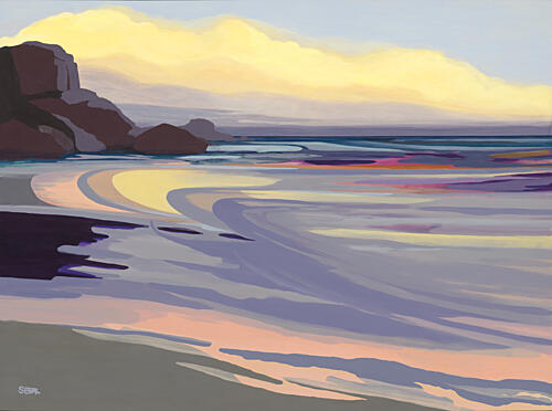 Coastal Sunset Glow Art Print by Angela Seear